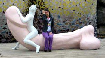 Phallic sculpture at Jeju Love Land theme part, South Korea