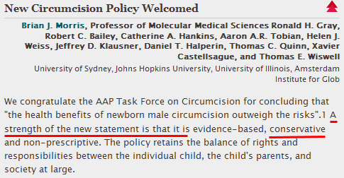 Morris et al: ''A strength of the AAP policy is that it is ... conservative...''